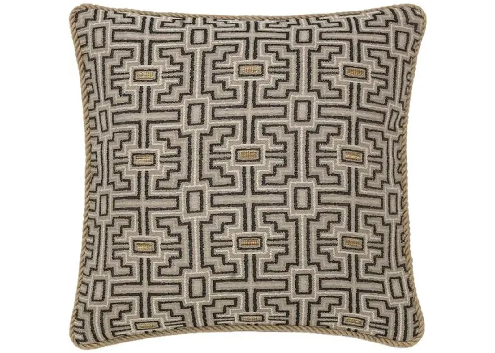 Asher Geometric Cord Pillow - Stone/Bisque