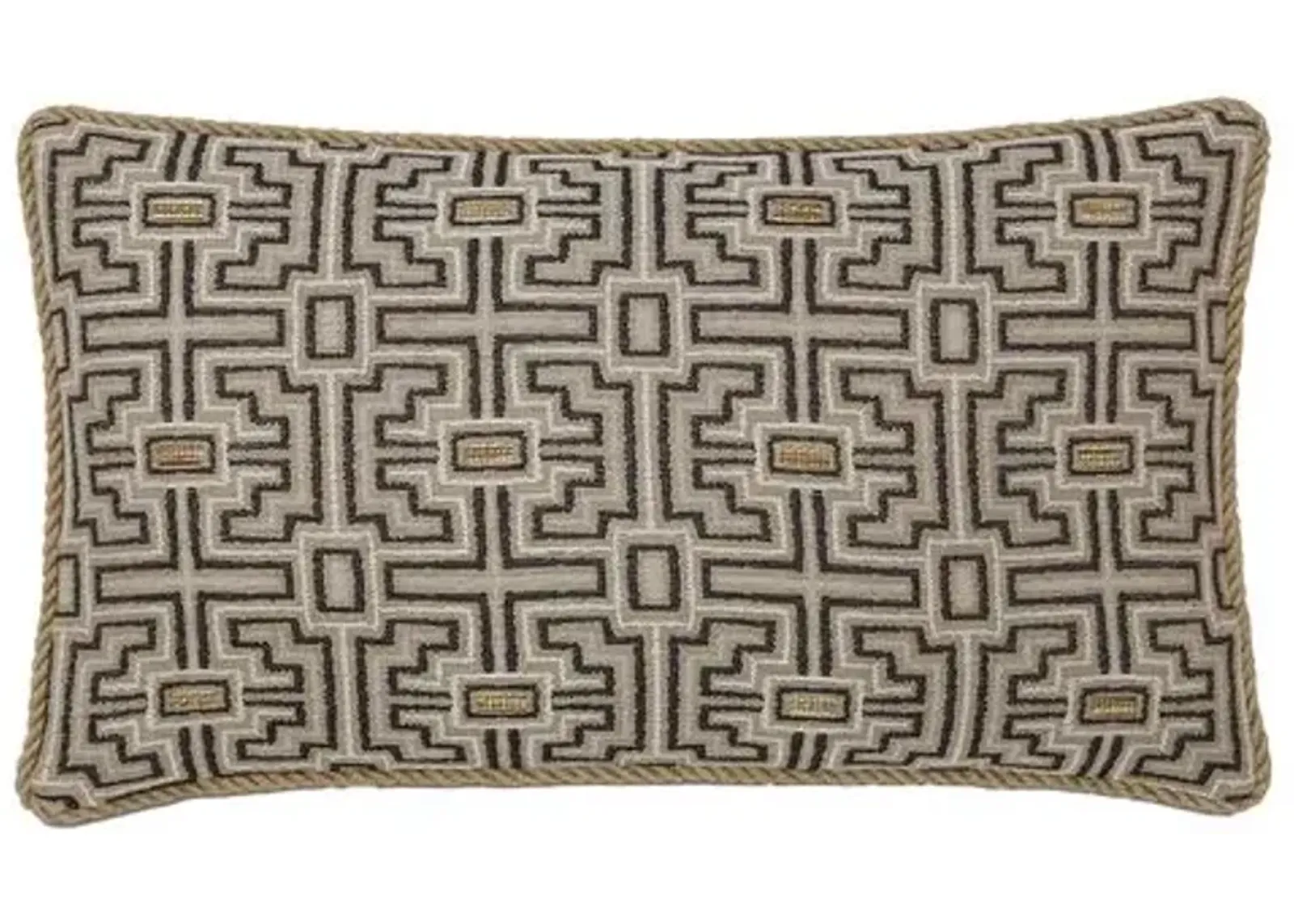 Asher Geometric Cord Lumbar Pillow - Stone/Bisque