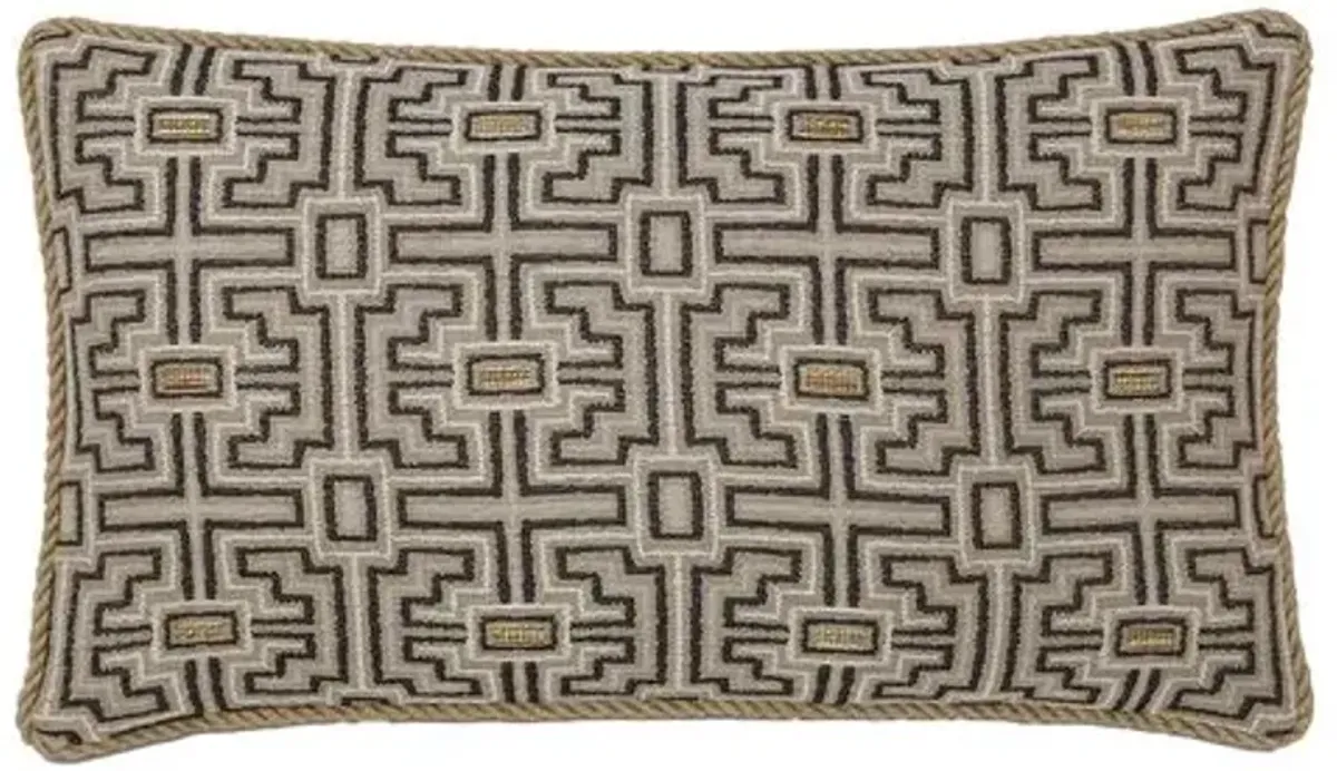 Asher Geometric Cord Lumbar Pillow - Stone/Bisque