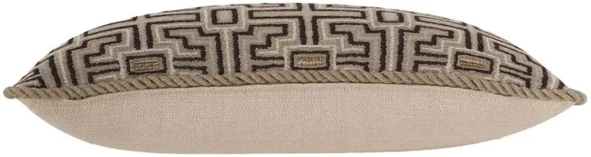 Asher Geometric Cord Lumbar Pillow - Stone/Bisque