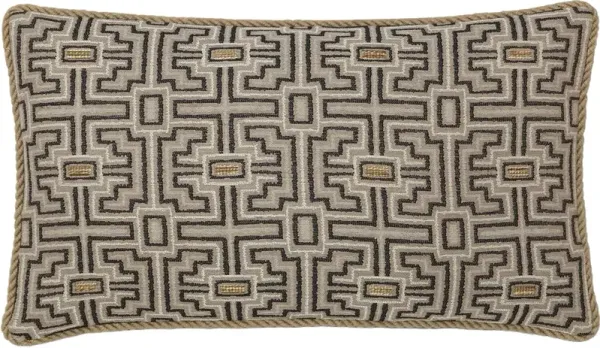 Asher Geometric Cord Lumbar Pillow - Stone/Bisque