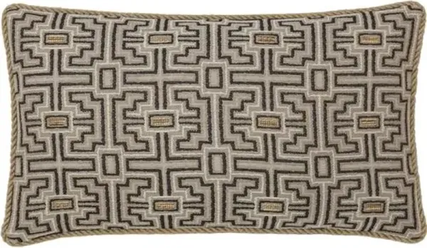 Asher Geometric Cord Lumbar Pillow - Stone/Bisque
