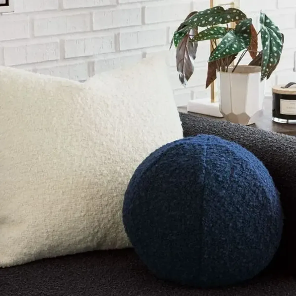 Aspen Alpaca Wool Boucle Ball Pillow