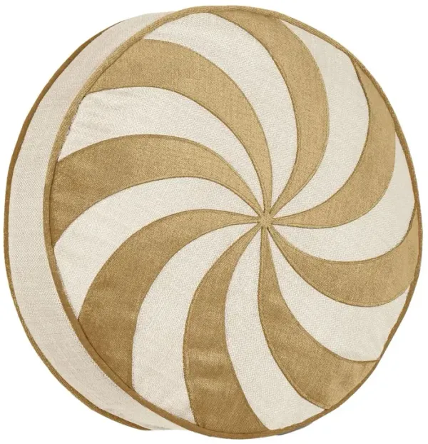 Candy Swirl Metallic Velvet Disc Pillow - Gold
