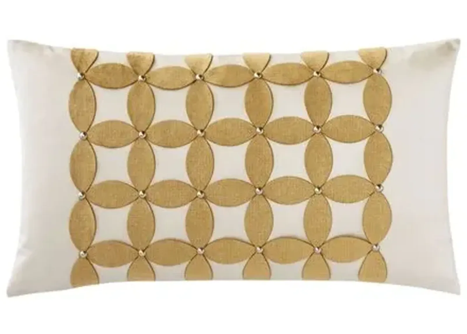 Candy Metallic Laser Cut Applique Lumbar Pillow - Gold