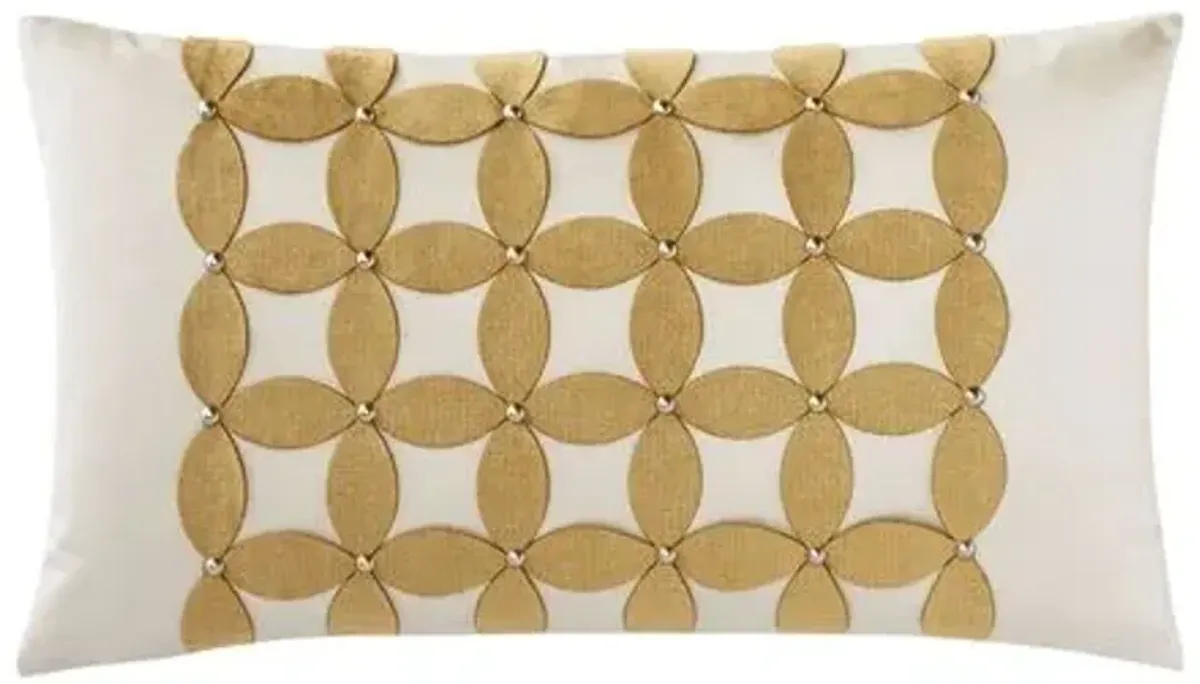 Candy Metallic Laser Cut Applique Lumbar Pillow - Gold