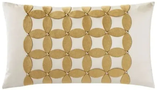 Candy Metallic Laser Cut Applique Lumbar Pillow - Gold