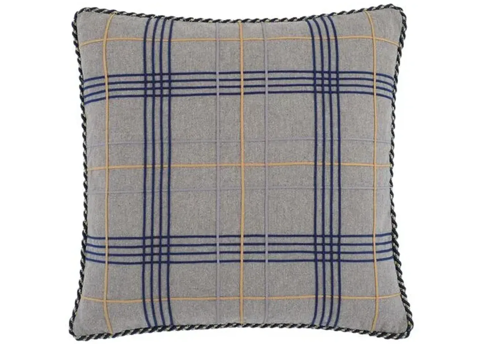 Carrie Plaid Pillow - Stone/Navy