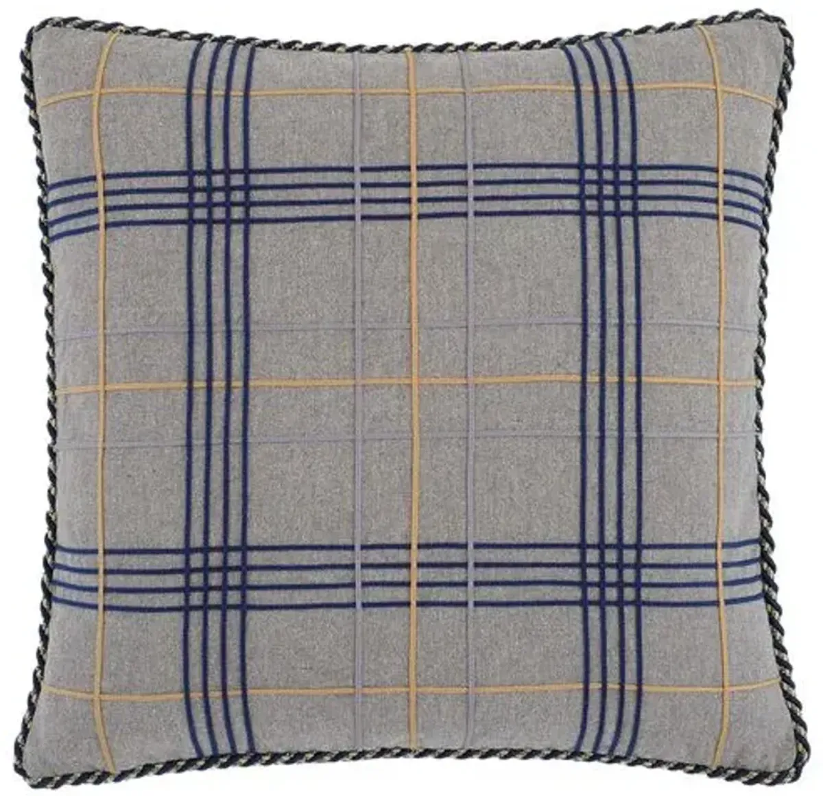 Carrie Plaid Pillow - Stone/Navy