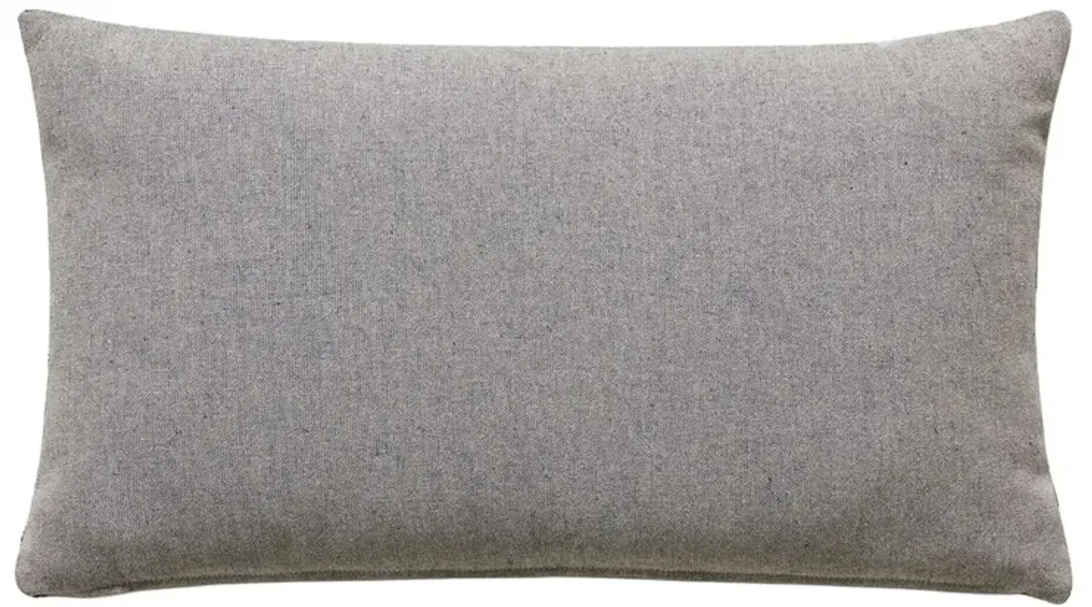 Carrie Faux Leather Trim Lumbar Pillow - Dusk/Stone