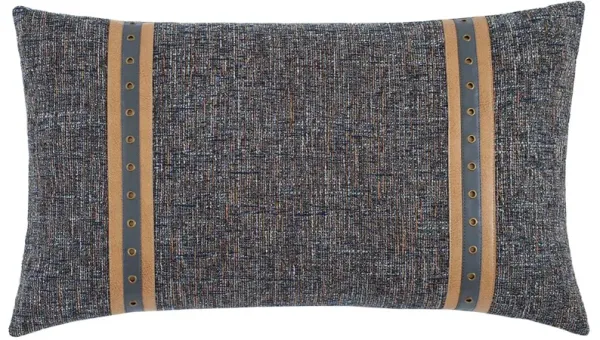 Carrie Faux Leather Trim Lumbar Pillow - Dusk/Stone