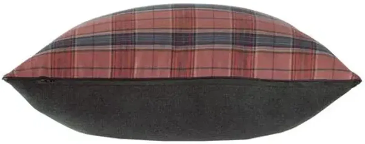 Carrie Plaid Pillow - Red/Charcoal