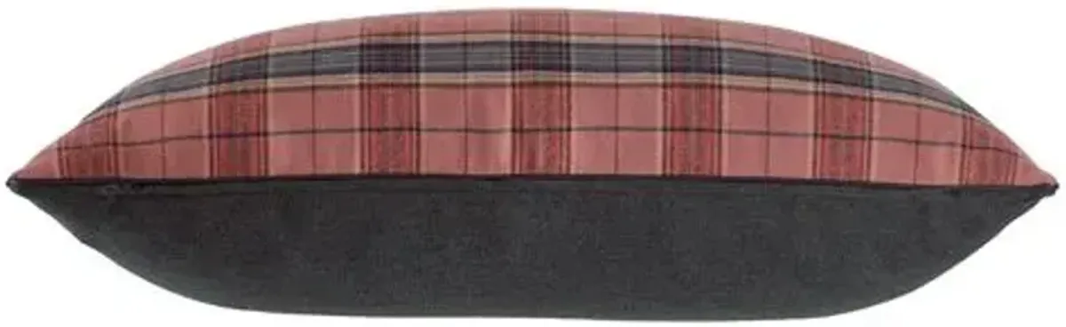 Carrie Plaid Lumbar Pillow - Red/Charcoal