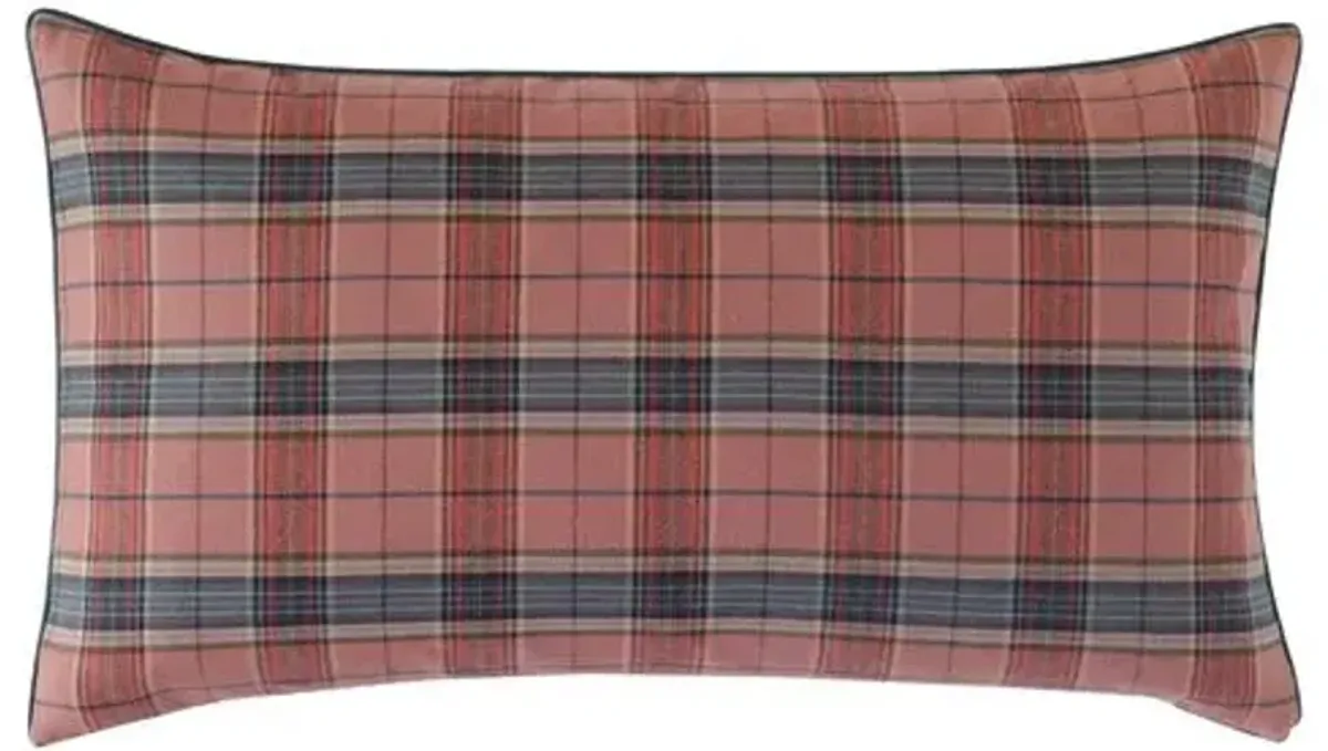 Carrie Plaid Lumbar Pillow - Red/Charcoal