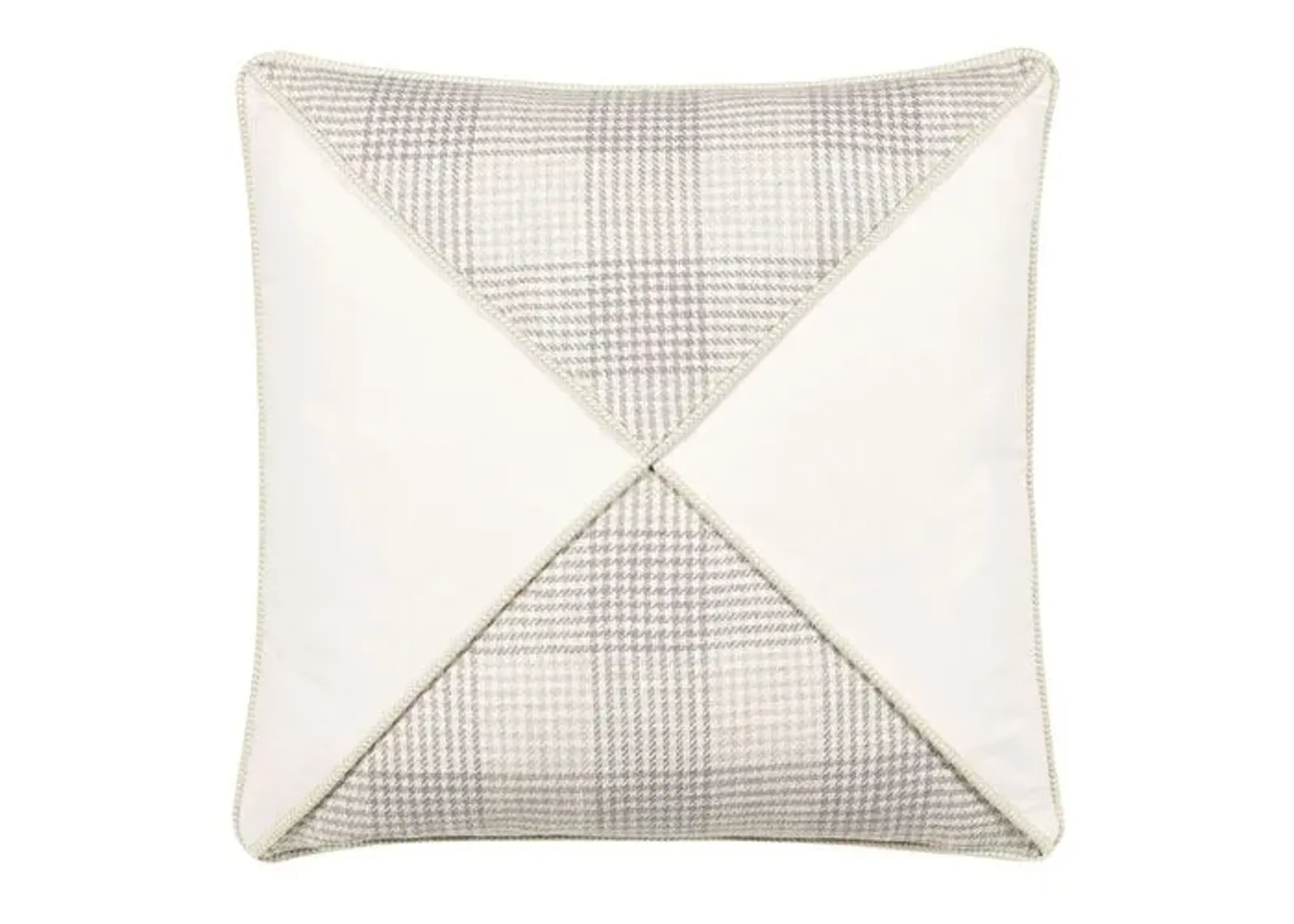 Harlen Mitered Houndstooth Check Pillow - Ivory