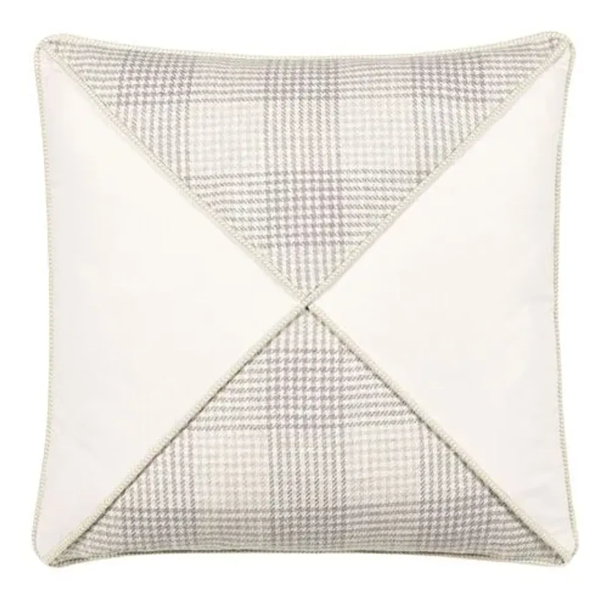 Harlen Mitered Houndstooth Check Pillow - Ivory