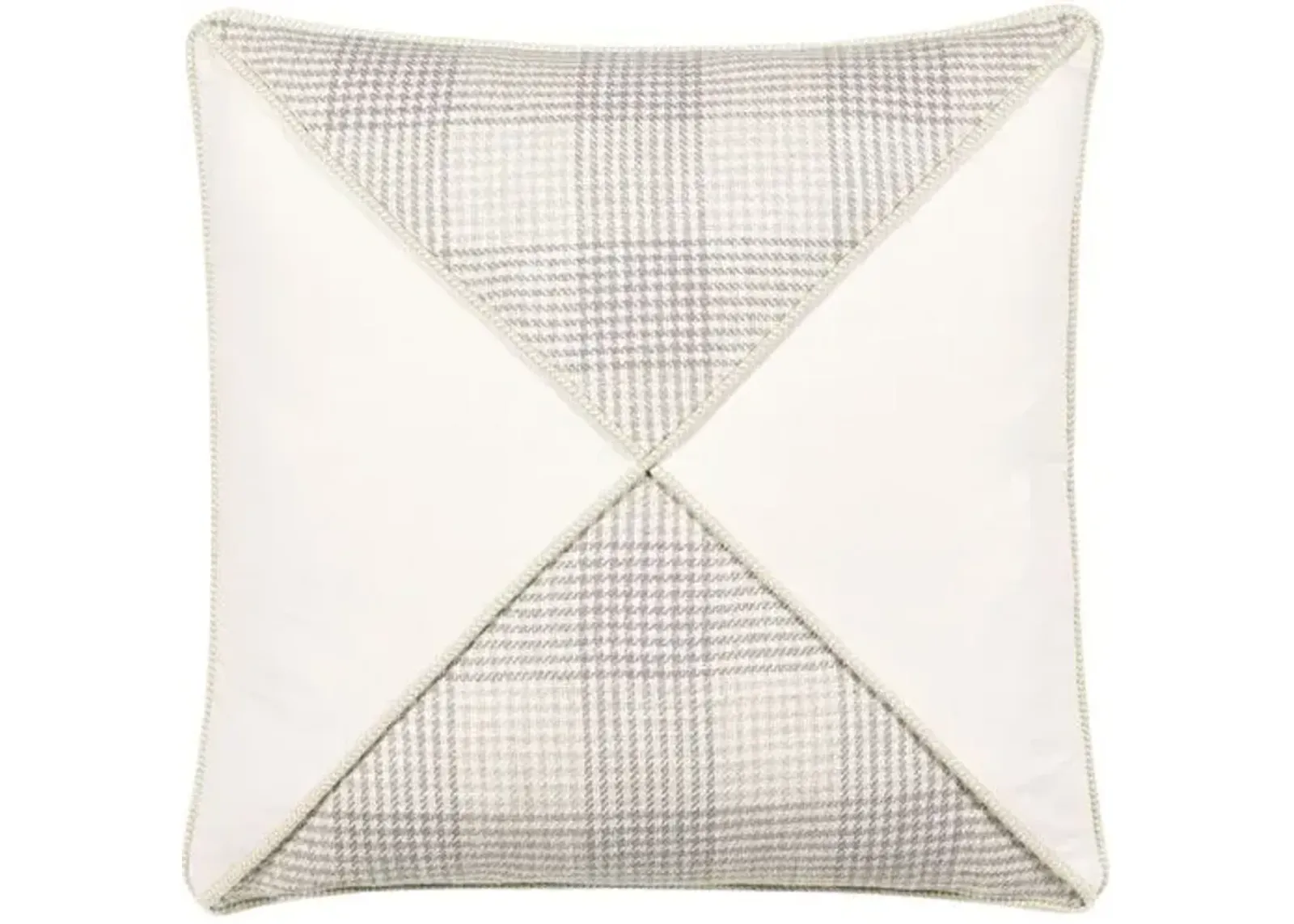 Harlen Mitered Houndstooth Check Pillow - Ivory