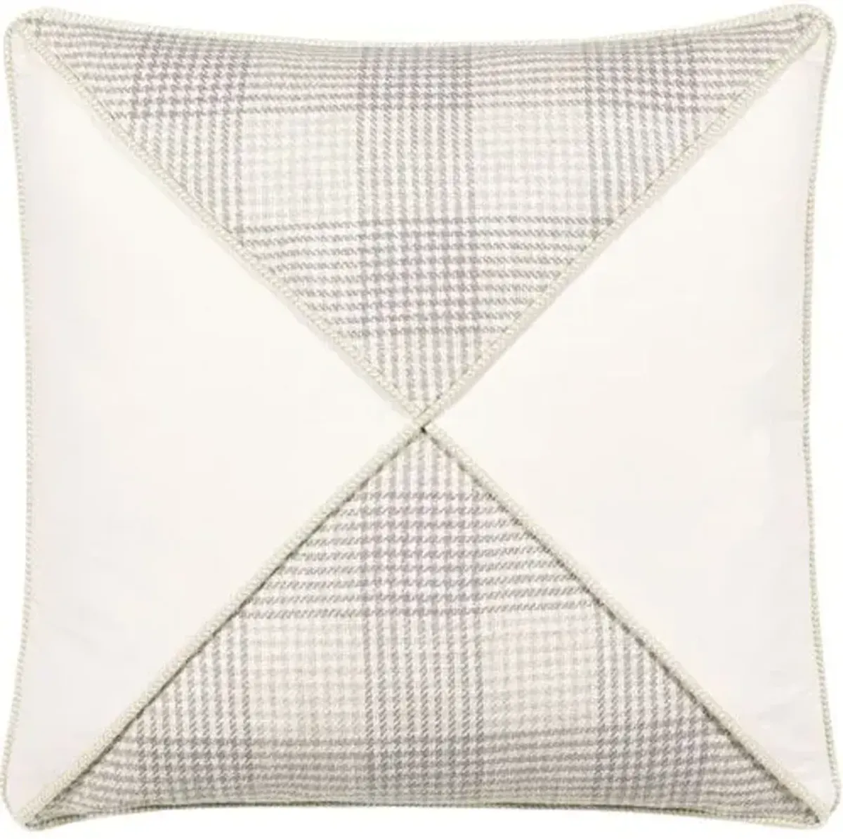 Harlen Mitered Houndstooth Check Pillow - Ivory