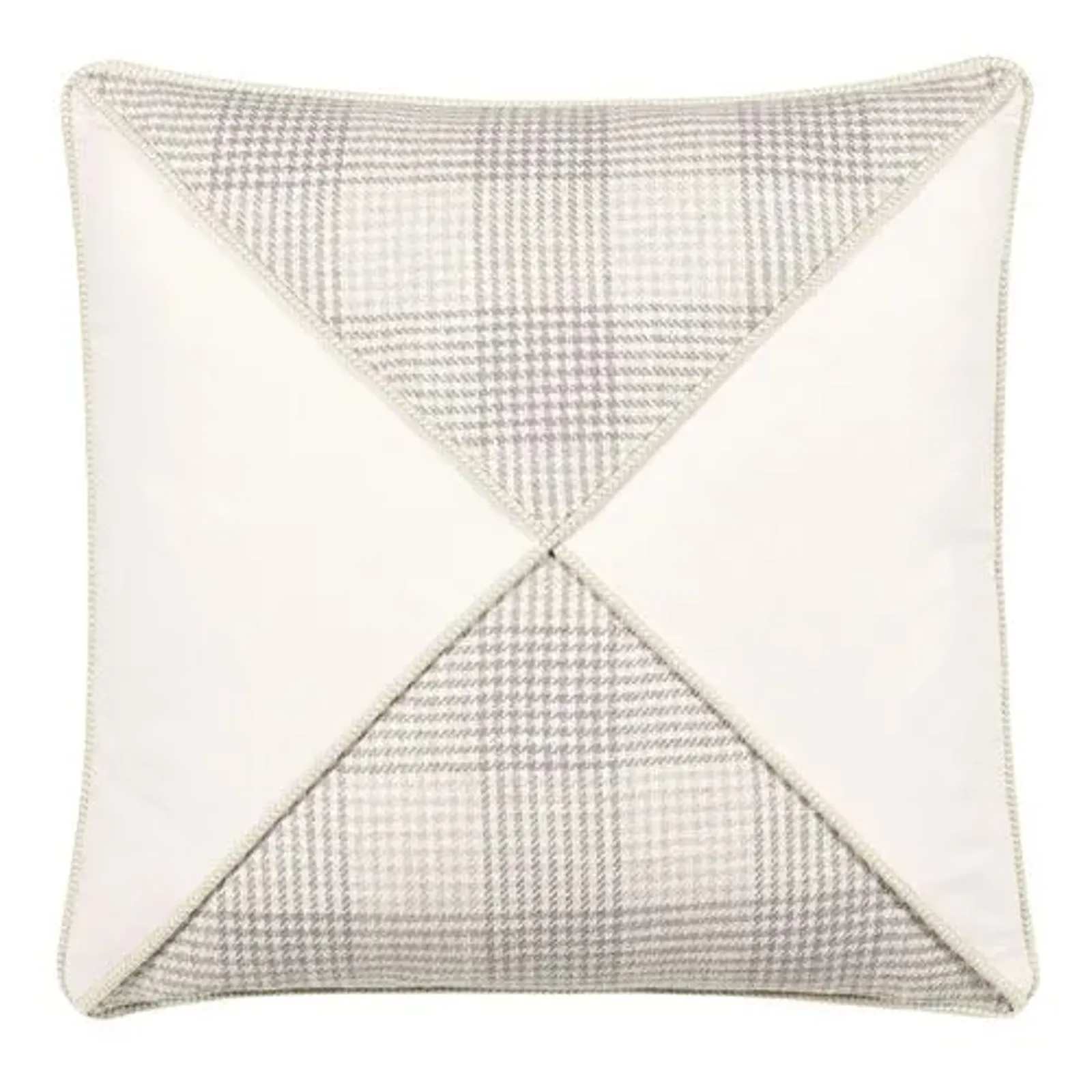 Harlen Mitered Houndstooth Check Pillow - Ivory