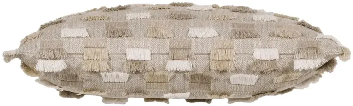Harlen Brush Fringe Lumbar Pillow, Natural/Ivory