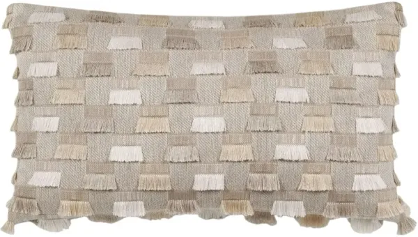 Harlen Brush Fringe Lumbar Pillow, Natural/Ivory