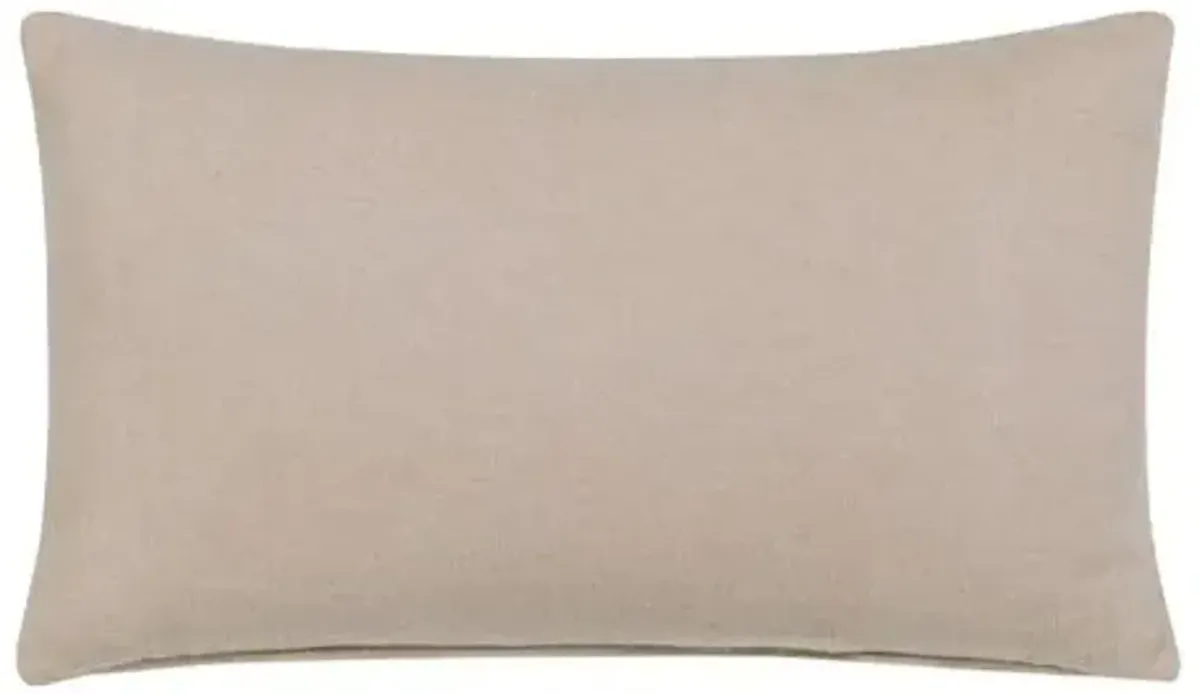 Harlen Ribbon Pillow - White/Brown Flannet