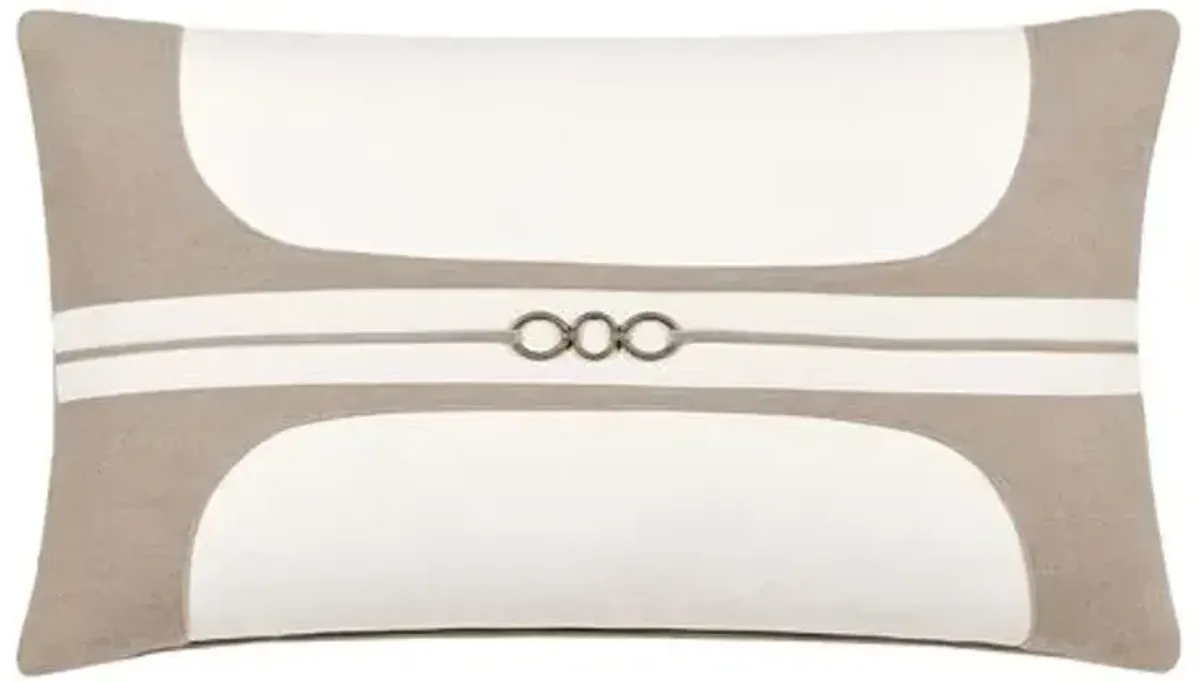 Harlen Ribbon Pillow - White/Brown Flannet