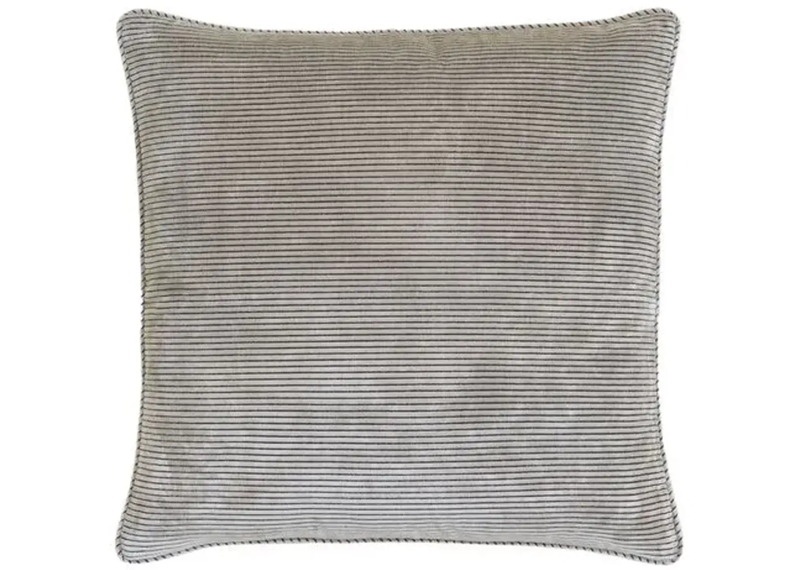 Hawke Stripe Velvet Pillow - Stone/Smoke