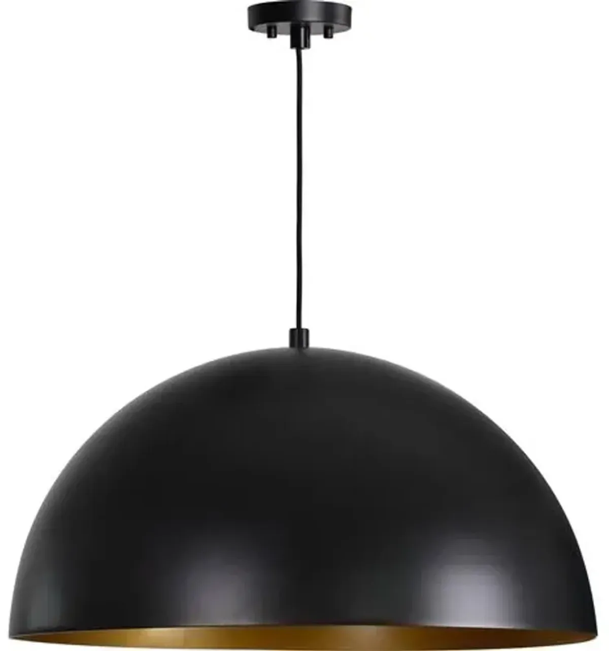 Ora Metal Dome Pendant - Matte Black/Gold