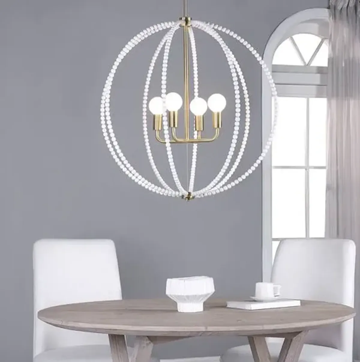 Mystral Beaded Ceiling Chandelier - White