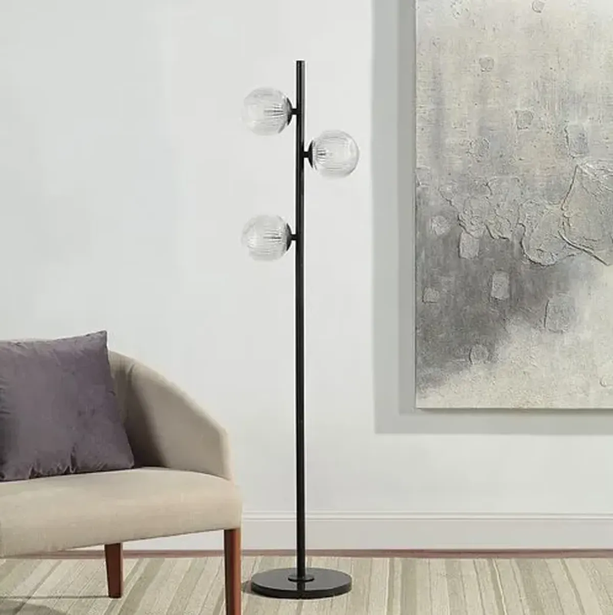 Cyprielle Glass Floor Lamp - Matte Black