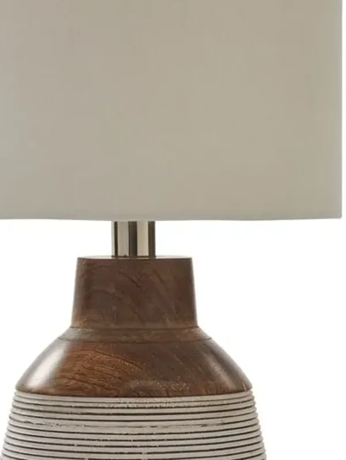 Caladrius Mango Wood Table Lamp - Walnut/Whitewash - Brown