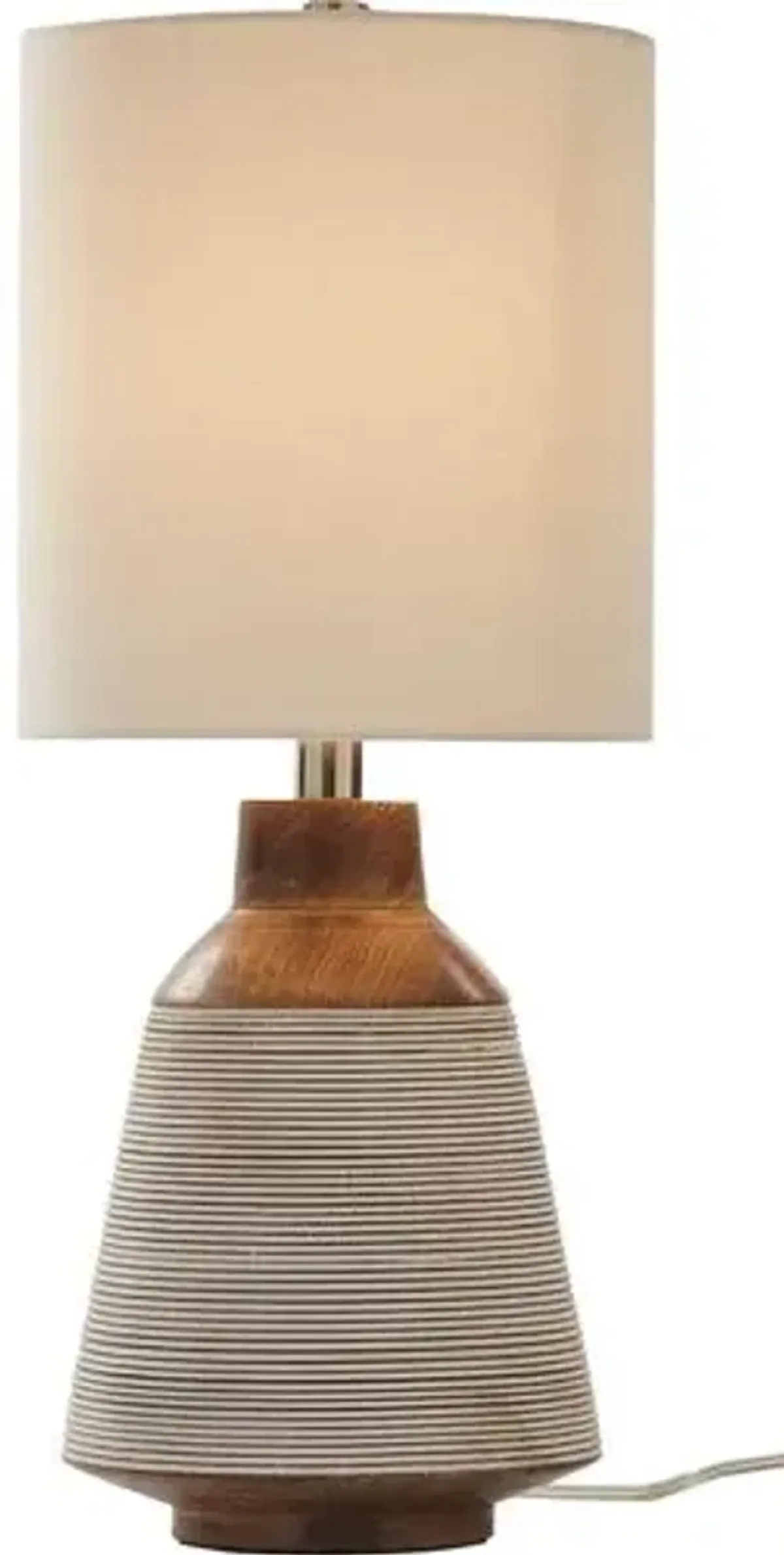 Caladrius Mango Wood Table Lamp - Walnut/Whitewash - Brown