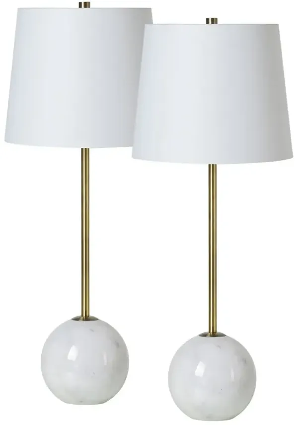Set of 2 Zovian Marble Table Lamps - White/Brass - Gold