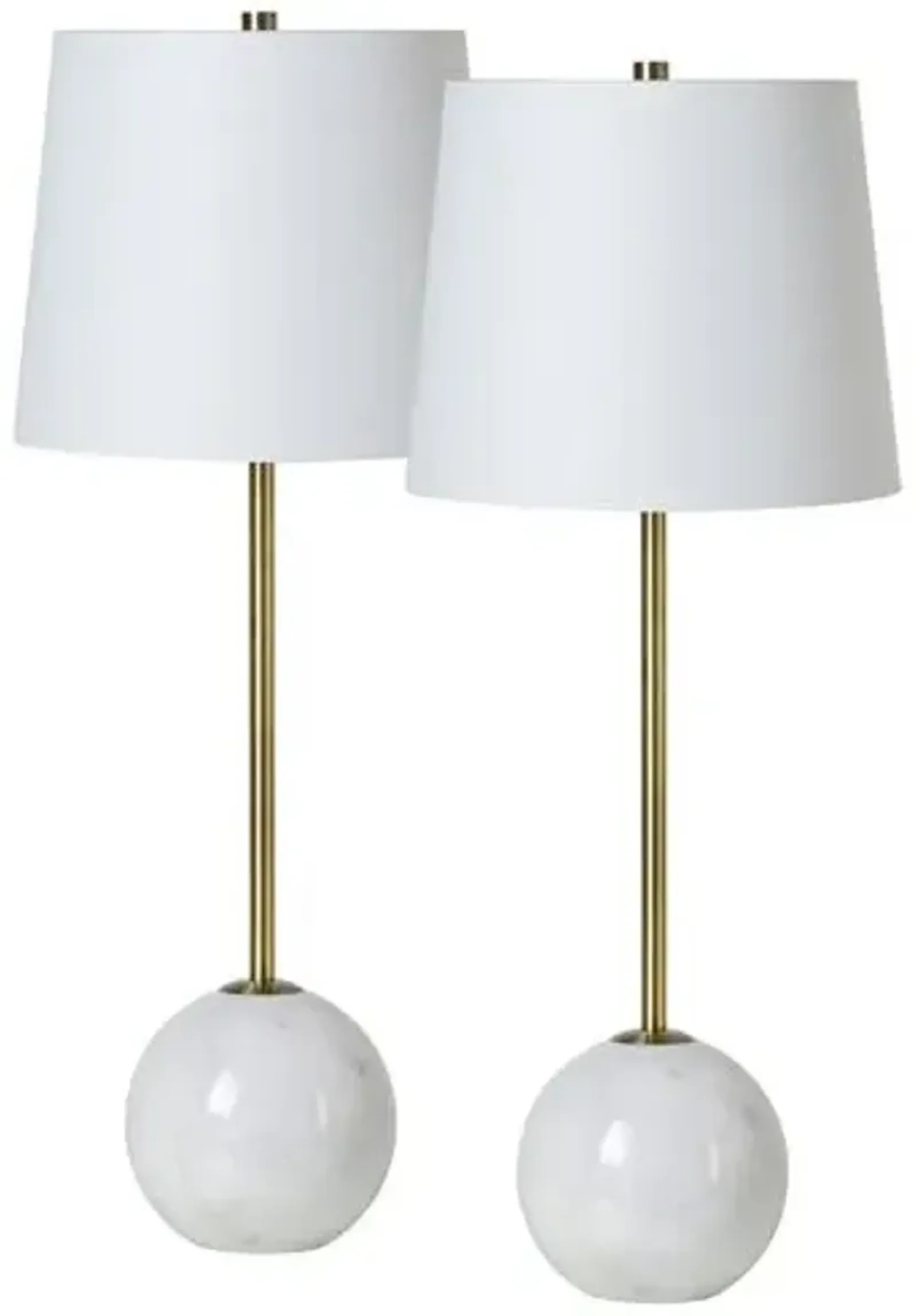 Set of 2 Zovian Marble Table Lamps - White/Brass - Gold