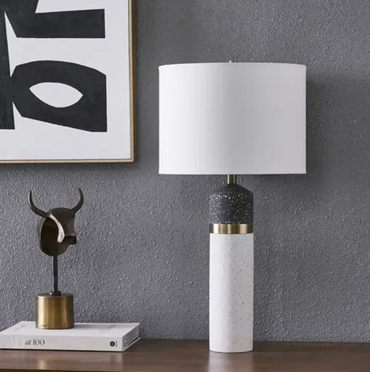 Flint Terrazzo Table Lamp - Black/White Speckled