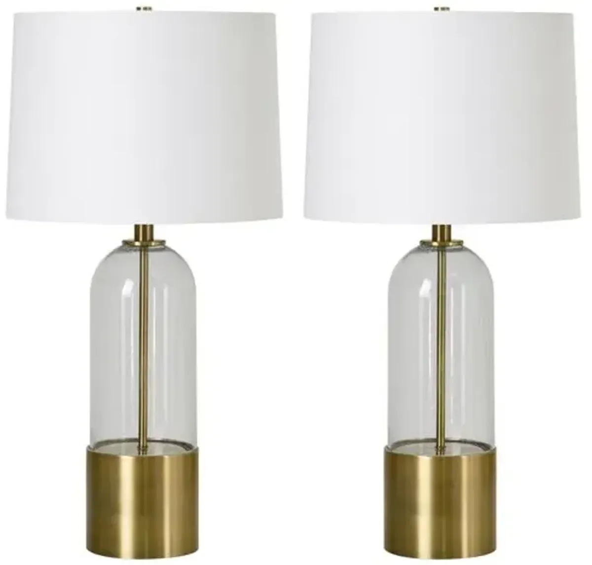 Set of 2 Tyraen Glass Table Lamps - Brass - Gold