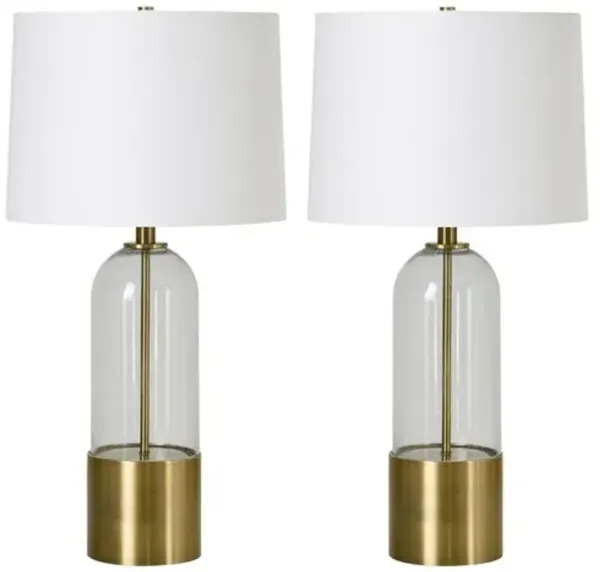 Set of 2 Tyraen Glass Table Lamps - Brass - Gold