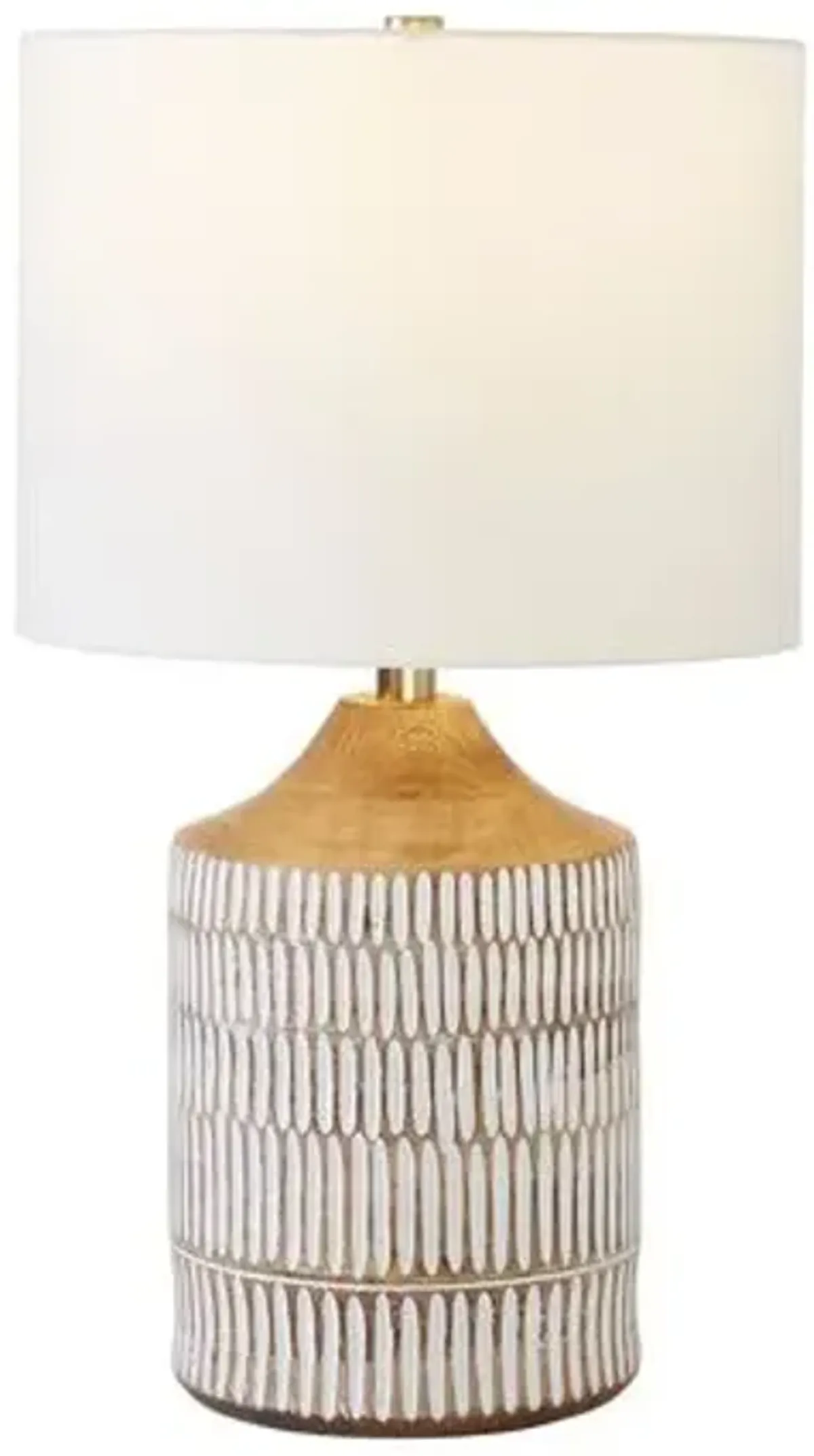 Kaida Mango Wood Table Lamp - Natural/White