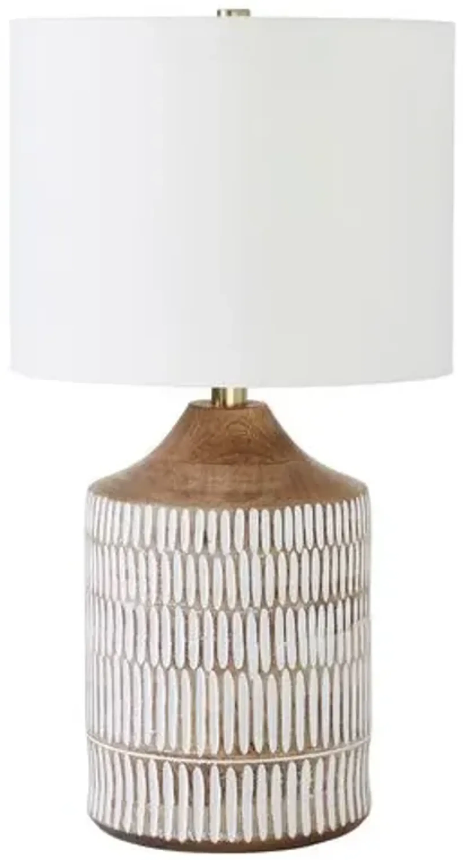 Kaida Mango Wood Table Lamp - Natural/White