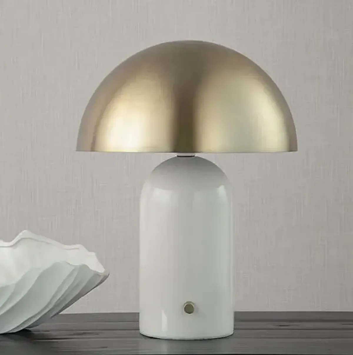 Zariel Dome Table Lamp - White/Brass - Yellow