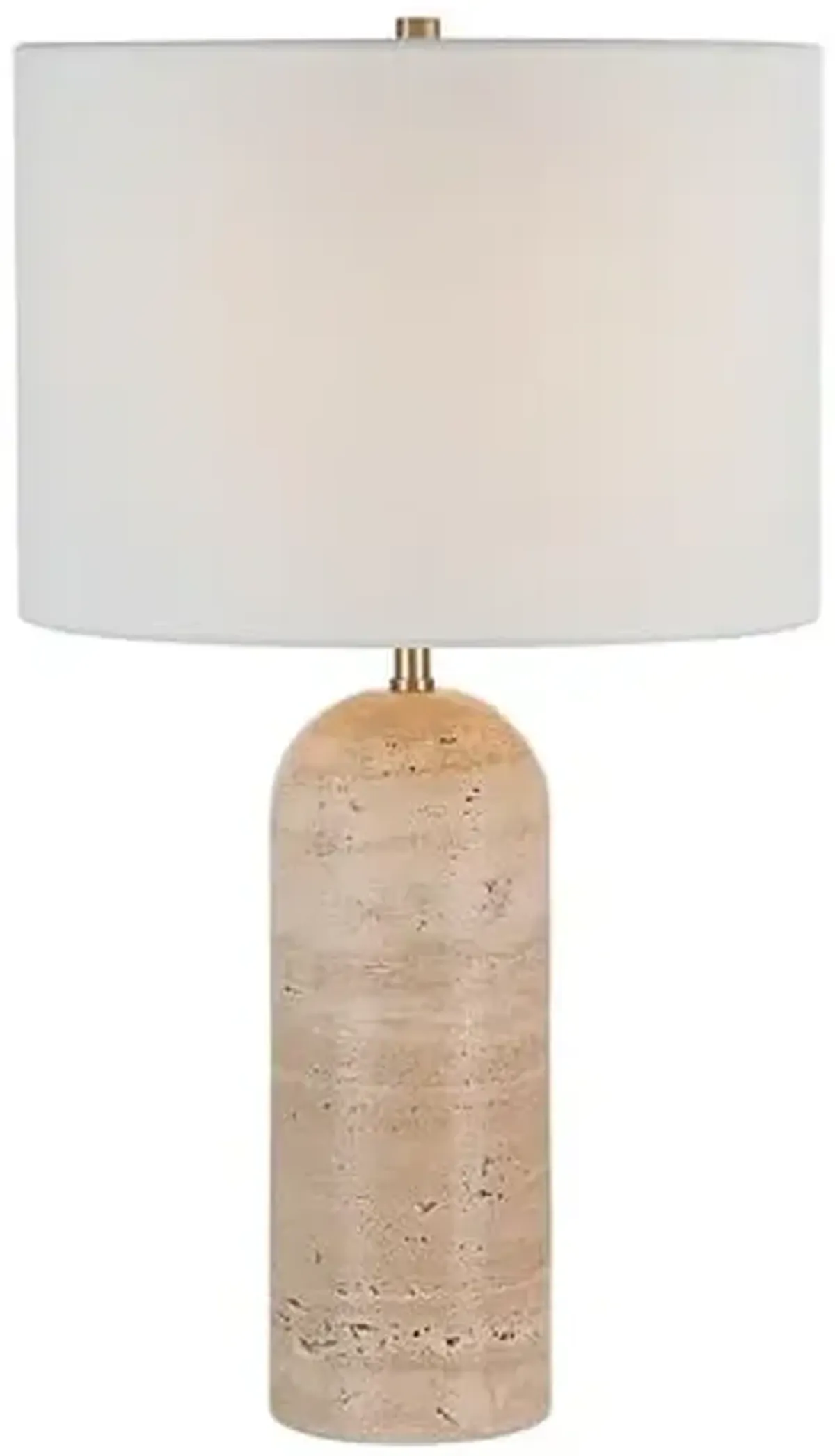 Quorra Travertine Table Lamp - Cream - White