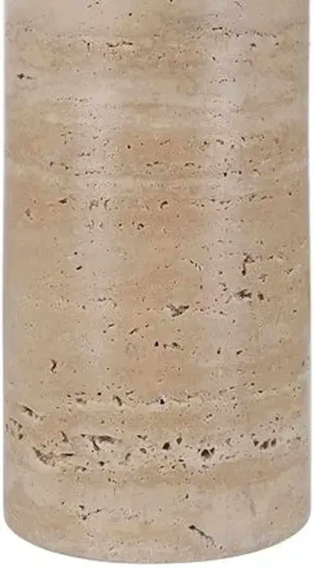 Quorra Travertine Table Lamp - Cream - White