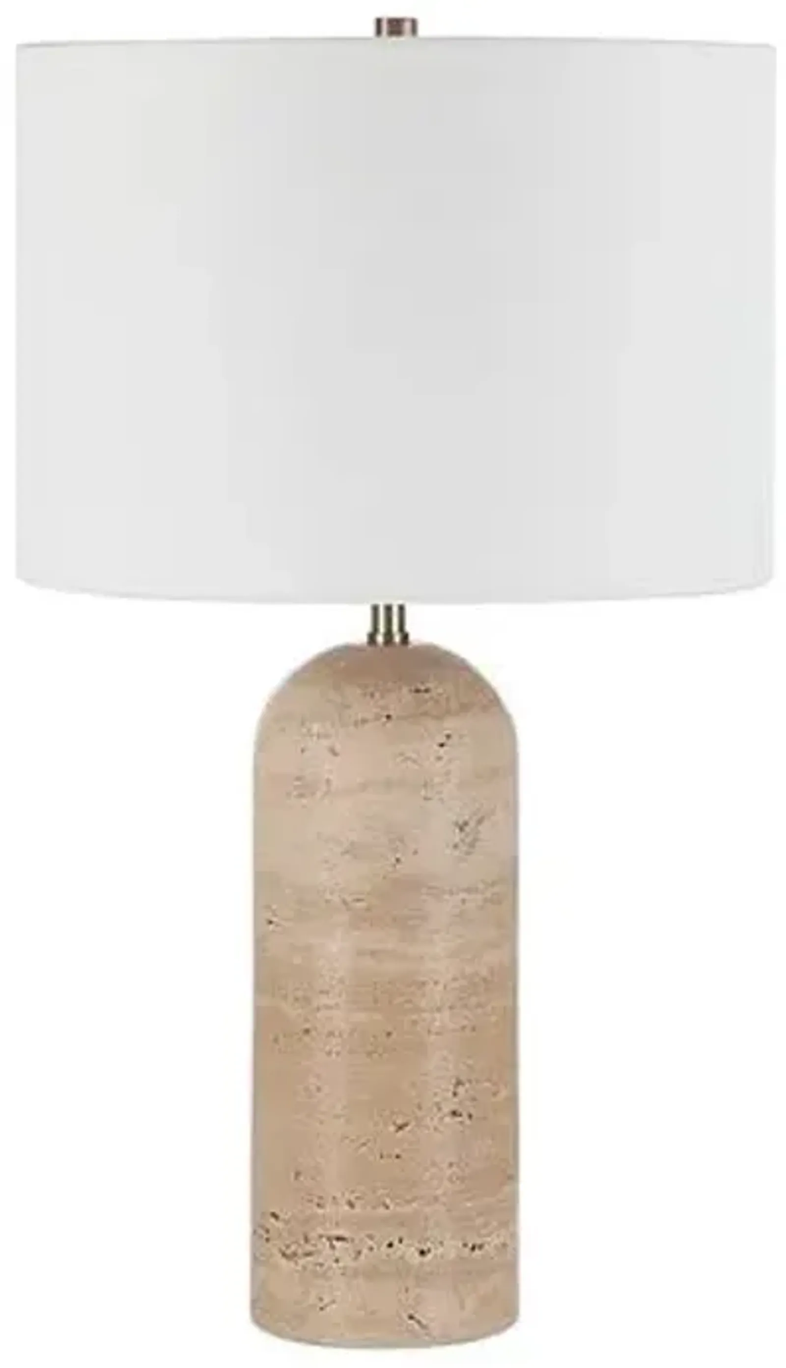 Quorra Travertine Table Lamp - Cream - White