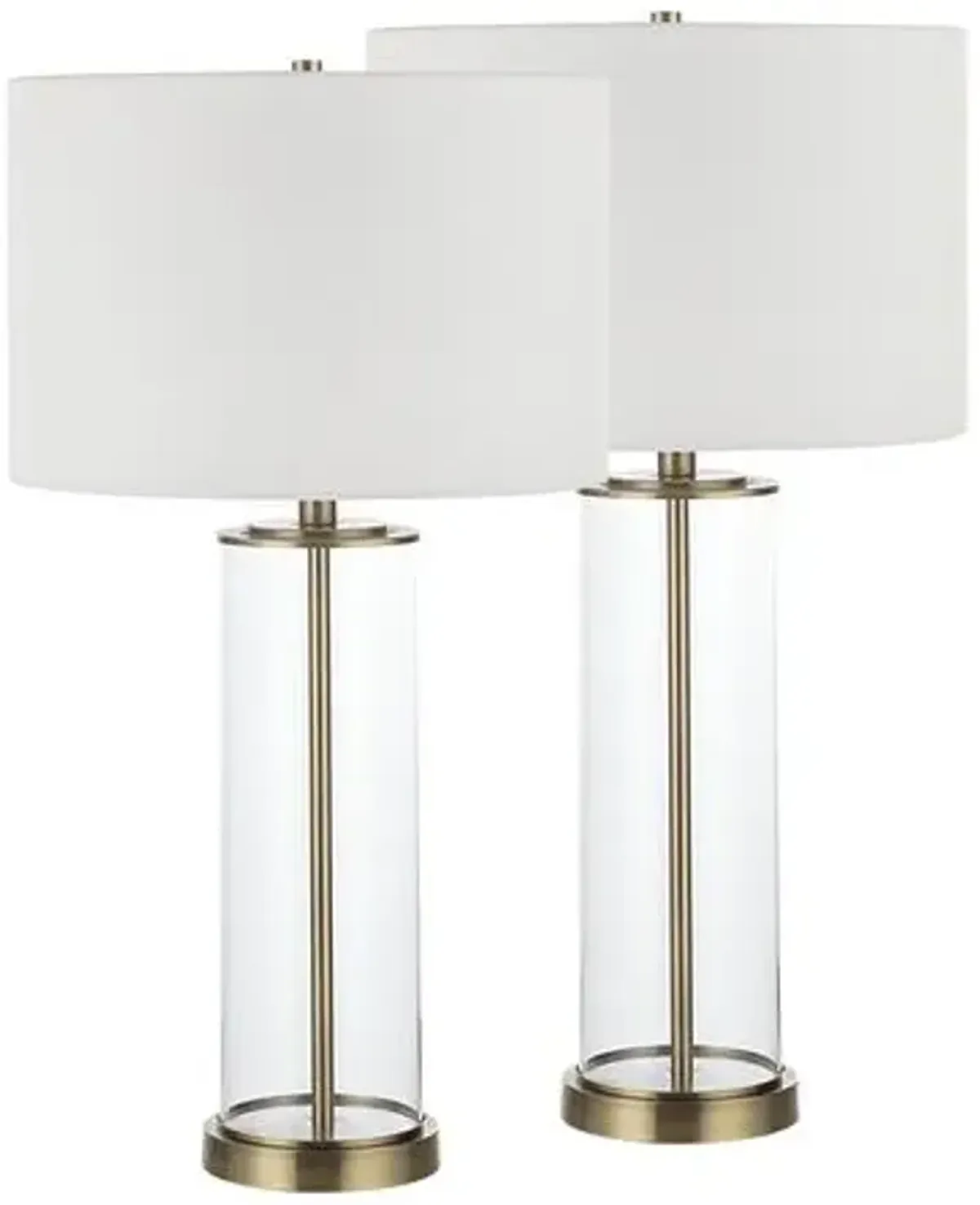 Set of 2 Kaelis Glass Table Lamp - Brass - Yellow