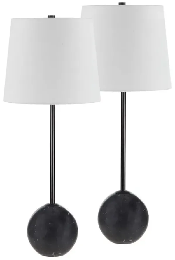 Set of 2 Camilla Marble Table Lamps - Black