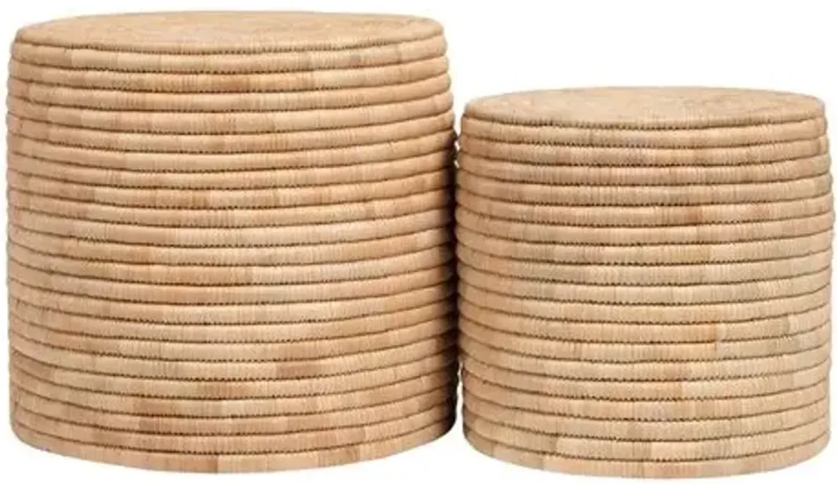 Set of 2 Malawian Palm Storage Side Tables - Natural - Ngala Trading Co.