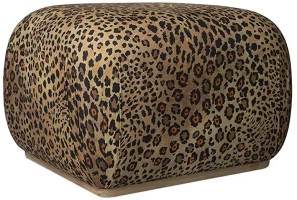 Nyala Safari Spot Ottoman, Gold Linen