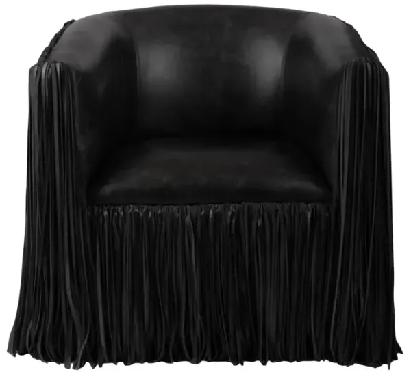 Shaggy Leather Swivel Chair