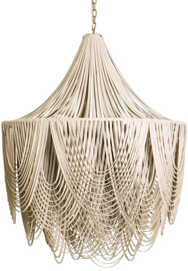 Whisper Leather Chandelier - Cream-Stone - Ngala Trading Co. - Handcrafted - Beige